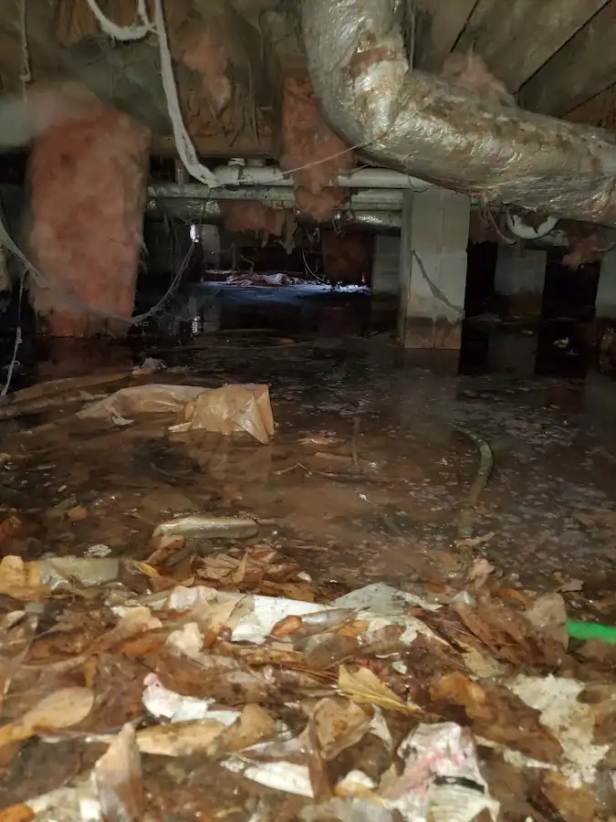 Crawl space flood assessment for Commercial Water Damage Restoration in Spirit Lake